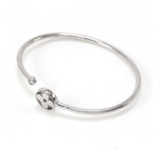 Louis Vuitton Bracelet Twist Blossom White Togo Old X Diamond Size S (15cm