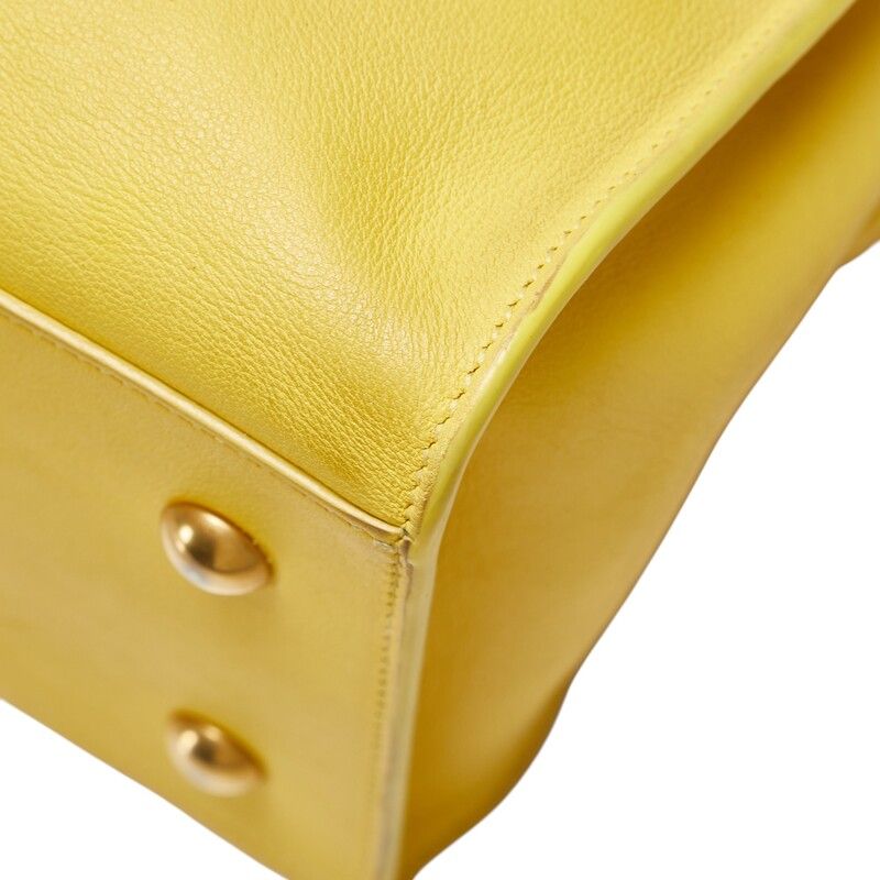 Saint Laurent Petit Cabas Y Line Handbag Shoulder Bag 2WAY Yellow Leather Women