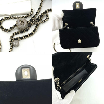 Chanel Shoulder Bag Mini Matelasse 20 As1787 Velour Black