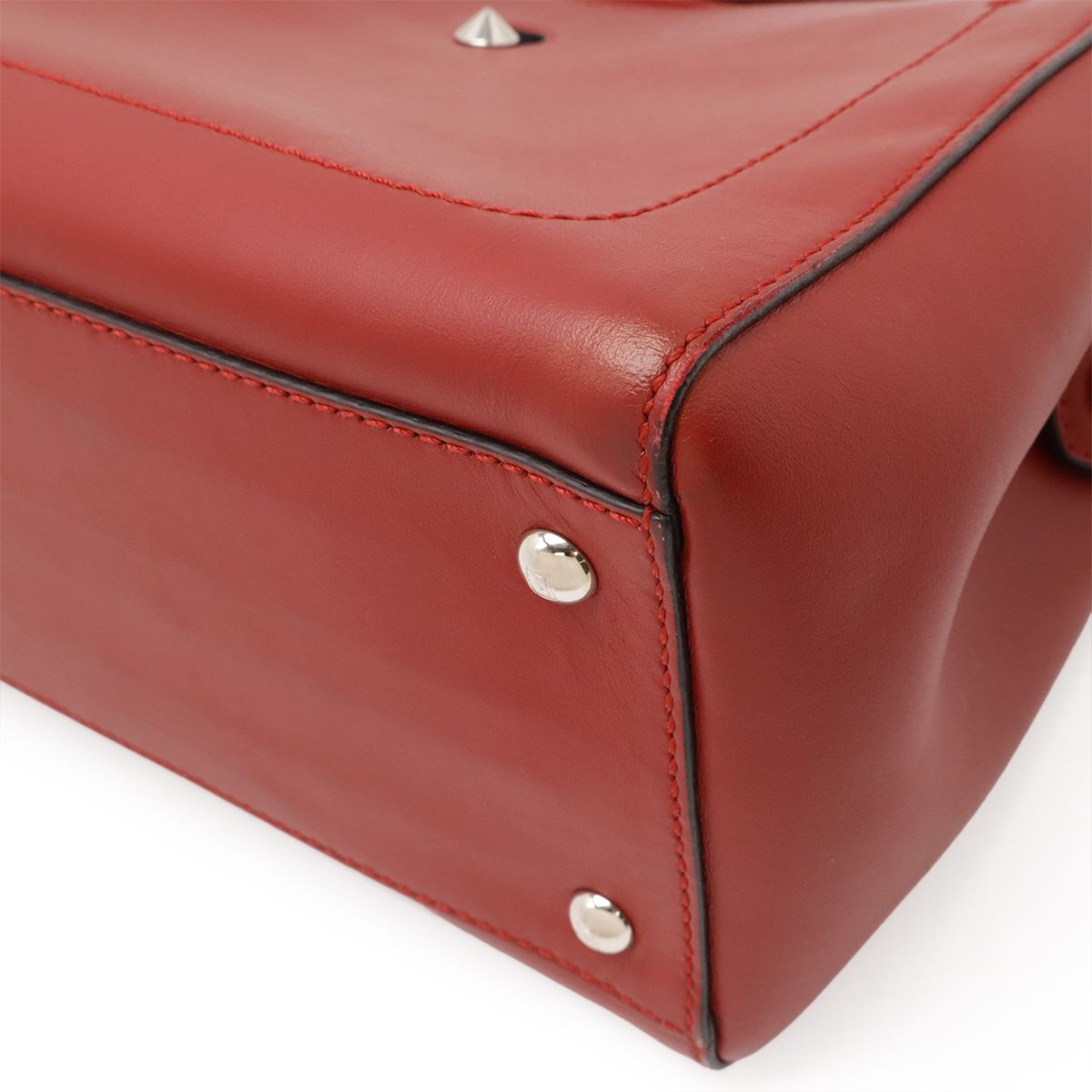 Fendicom Handbag 2WAY Shoulder Bag Semi Shoulder Leather Red With Red Pouch