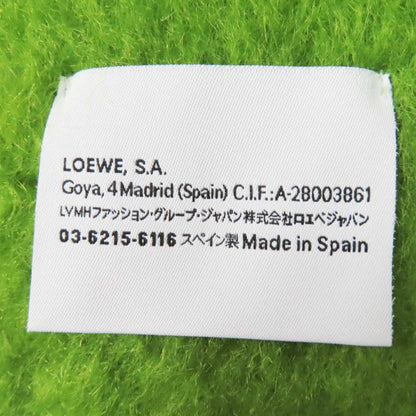 LOEWE Mohair Wool Anagram Leather Patch Fringed Scarf Green Made In Spain