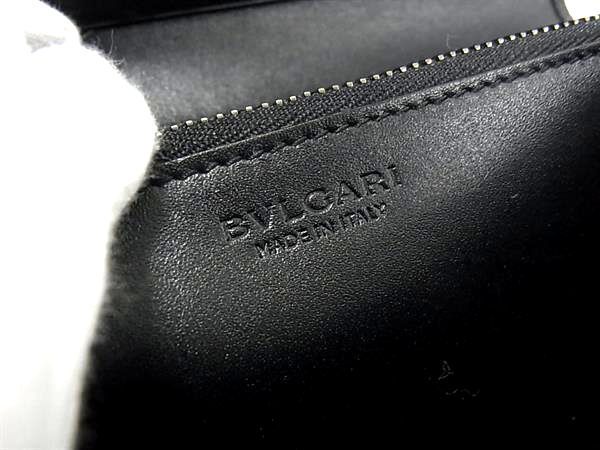 Bvlgari Leather Bifold Long Wallet Men Ladies Black Av8871