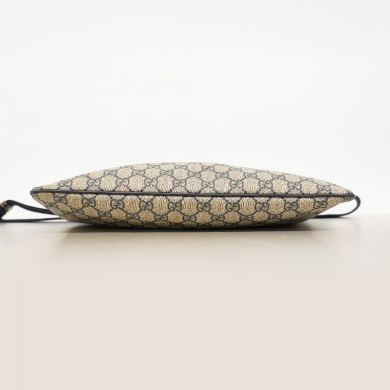 Gucci Shoulder Bag GG Supreme 201446 PVC Beige Navy Silver Hardware Women