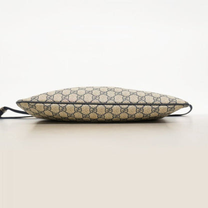 Gucci Shoulder Bag GG Supreme 201446 PVC Beige Navy Silver Hardware Women