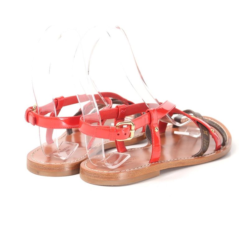 Louis Vuitton Carimbo Sandals Size 37 1 2 Monogram Studded Back Strap Flat