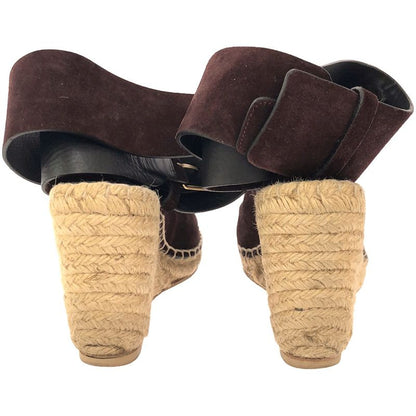 Celine Espadrille Wedge Sole Sandals in Burgundy