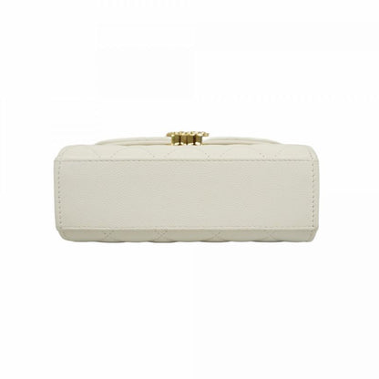 Chanel Handbag Matelasse Caviar Skin White Chien Pan Gold Hardware 2WAY Bag