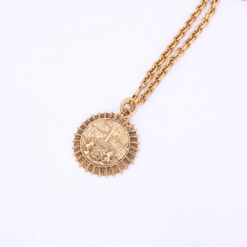 Chanel Coco Mark Round Necklace Chain Long Necklace GP Gold Ladies