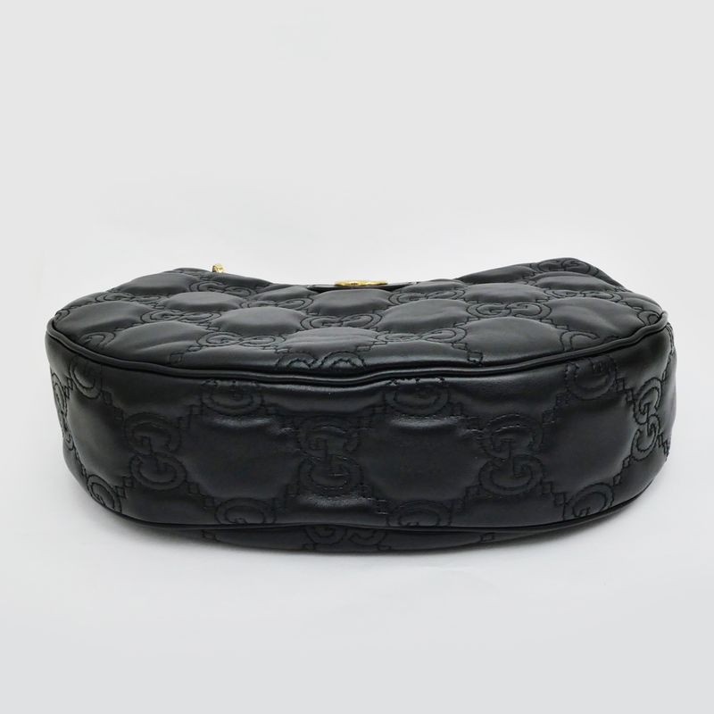 Gucci Ggmatelasse Shoulder Bag 739709 Black Hand Clutch 3WAY Leather