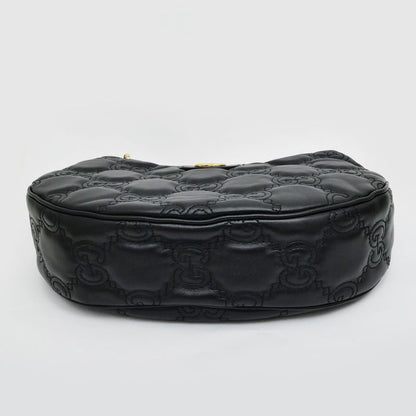 Gucci Ggmatelasse Shoulder Bag 739709 Black Hand Clutch 3WAY Leather