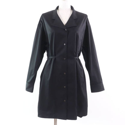 Hermes 2023 3h0633dv 100% Cotton Serie Buttons Shirt Dress With Belt Black 40