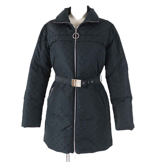 Louis Vuitton Ffco018flx Silk Blend With Belt Total Monogram Down Coat Black