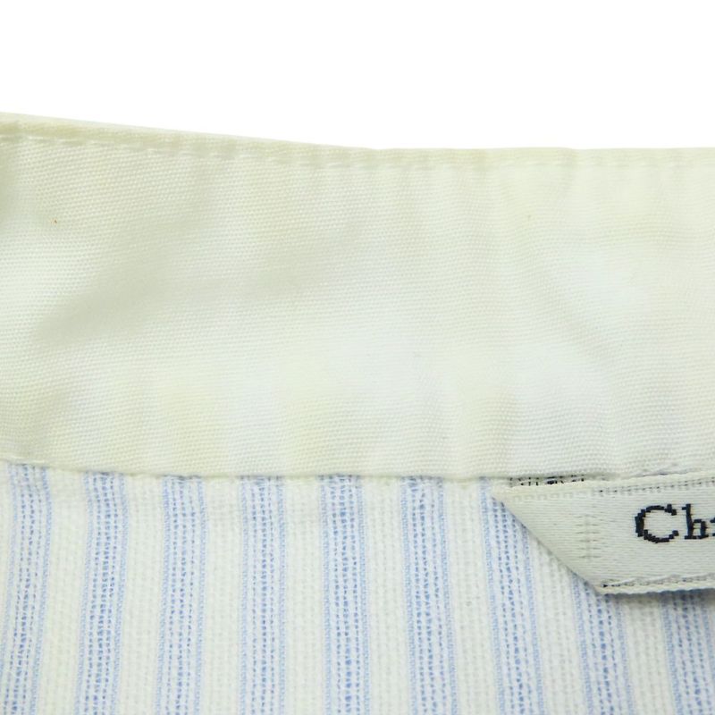 Christian Dior Dress Sleeveless L Cotton White Sac Blue Stripe Apparel Women