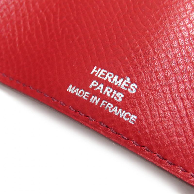 Hermes Bearn H Logo Silver Hardware Vaux Epson 4-ribbon Key Case Red L