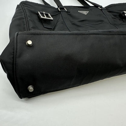 Prada Tote Handbag Black Nylon Tessuto Women Men Fashion Vintage