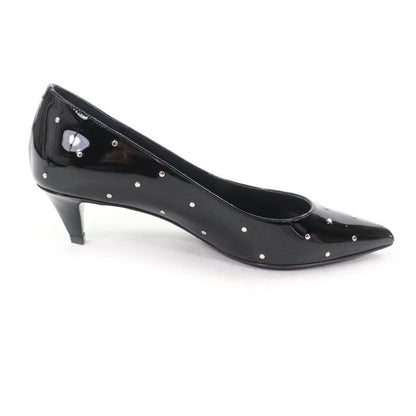 Celine Studded Pointed Toe Patent Leather Pumps Black Silver Hardware 36.5 With