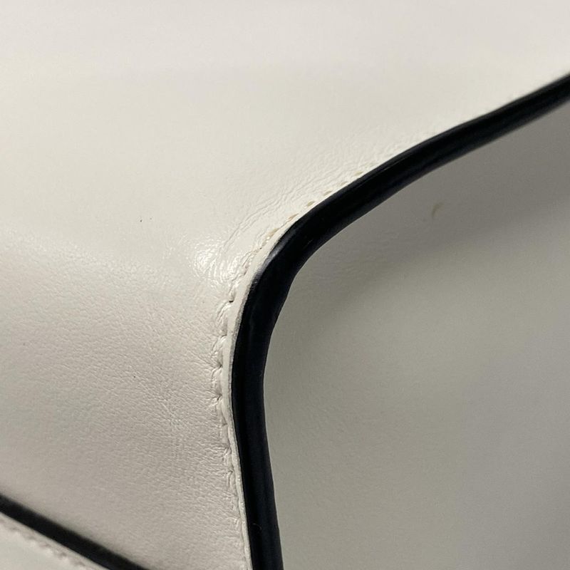 Prada Tote Bag - 1bg382 White Embossed Triangle Logo Leather