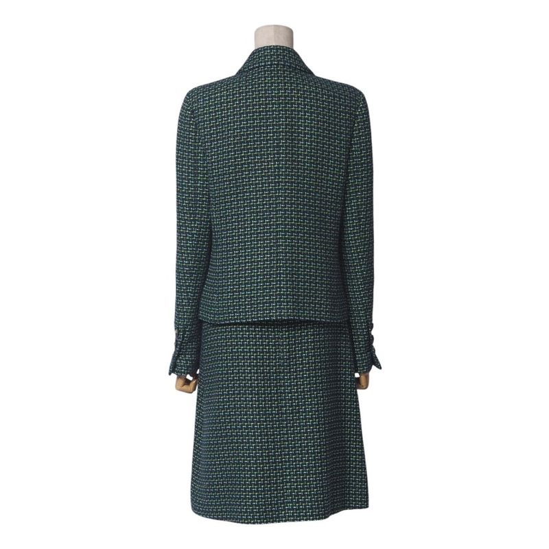 Chanel Skirt Suit Size 36 P56 P55 Lion Button Tweed Jacket Knee Length Skirt