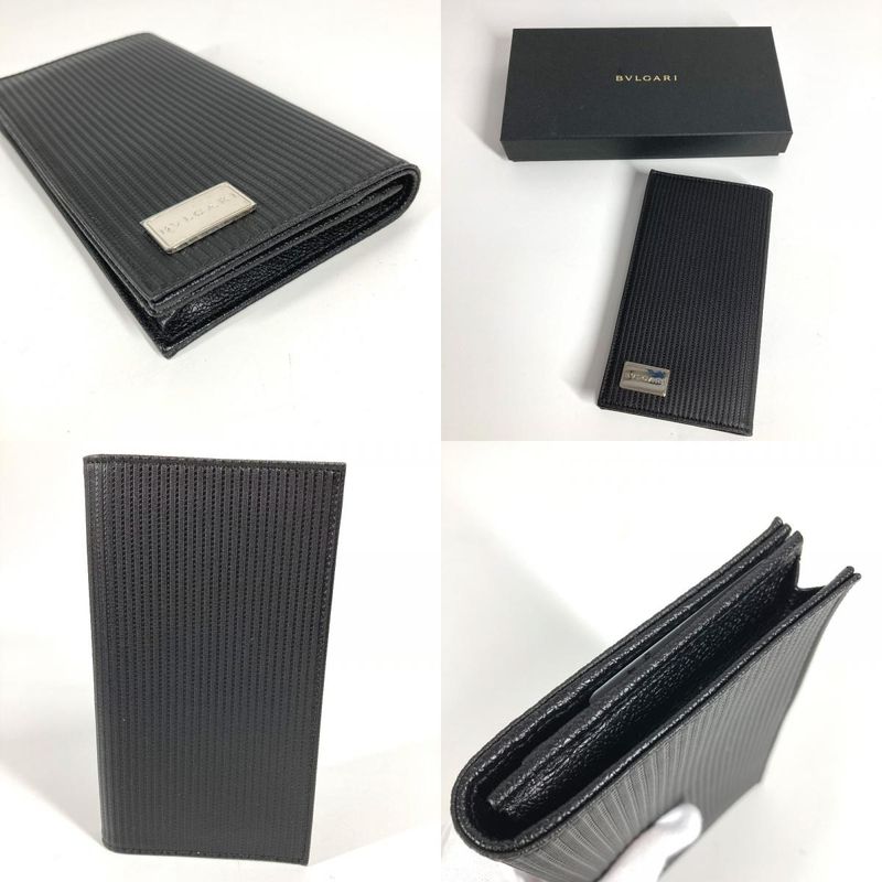 Bvlgari Bulgari Long Wallet Logo Mirelige Pvc/leather Black