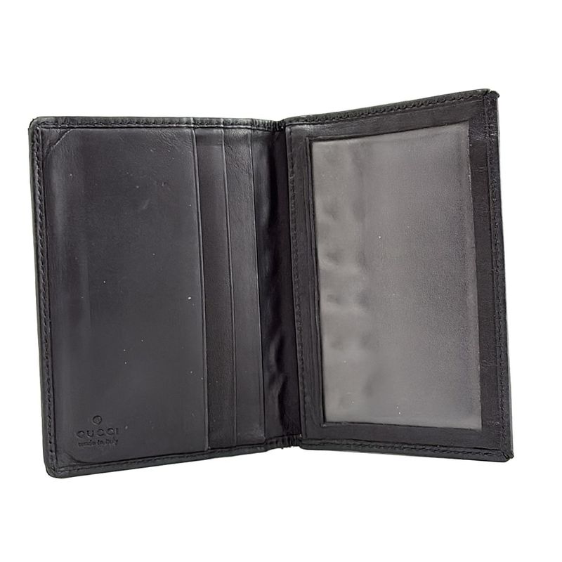 Gucci Passcase GG Pattern Metal Bar Black Leather