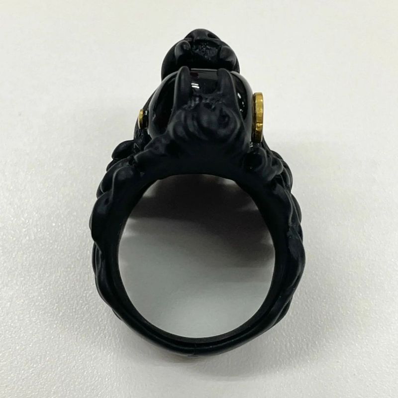 Gucci Michele Lionhead Interlocking G Logo Ring No 13 Metal Black And Gold Made