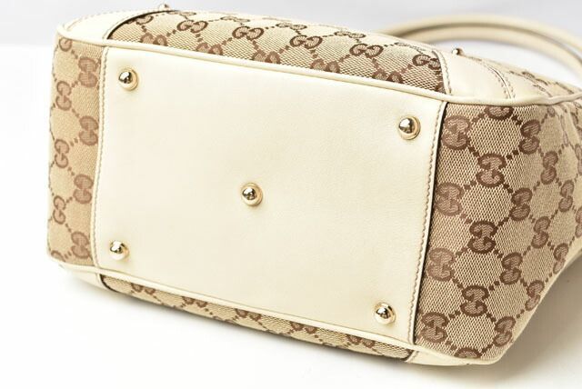 Gucci Shopping Bag Tote Bag Gucci Canvas GG Brown Beige Off White 161128