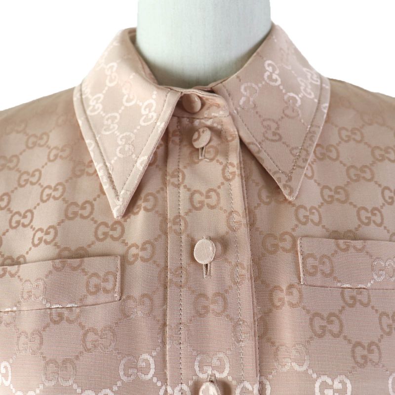 Gucci 691496 Cotton Rayon GG Pattern Belted Jumpsuit All-in-one Tunagi Pink 36