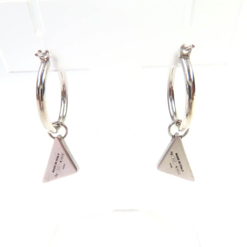 Prada 2jo750 Symbol Pendant Earrings Ag925 Current 2 Pieces Set Triangle Logo