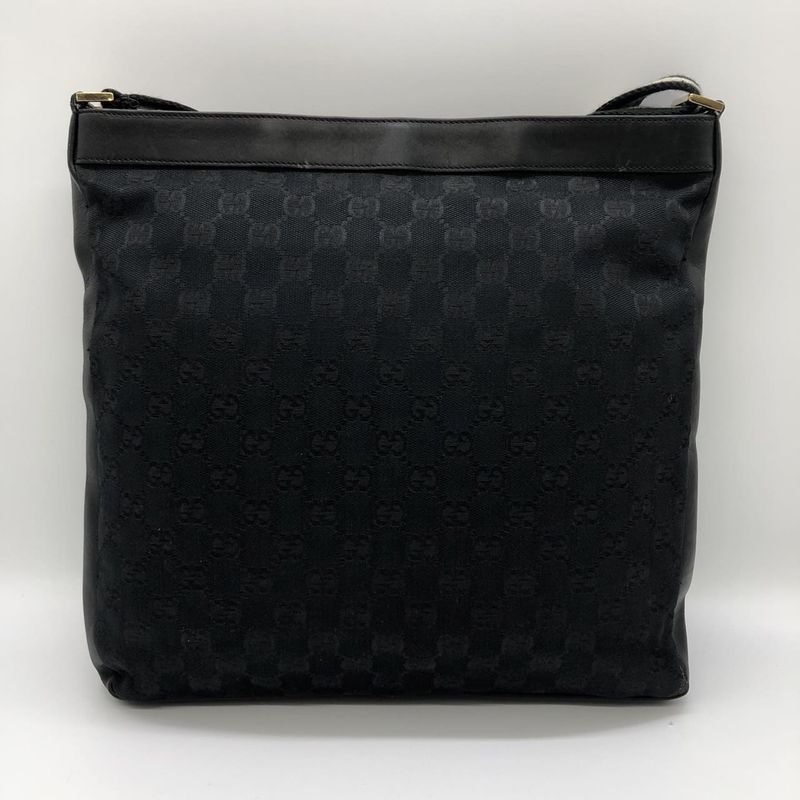 Gucci 001 4094 Shoulder Bag GG Canvas Sherry Line Black Ladies Men Fashion