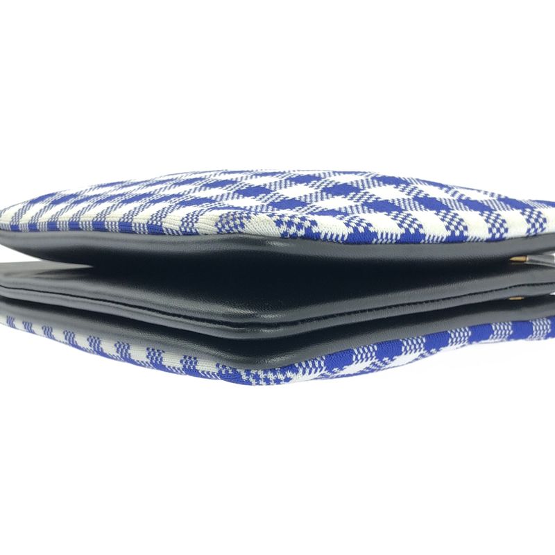 Celine - Phoebe Trio Knit And Leather Check Shoulder Bag - Cobalt Blue White -