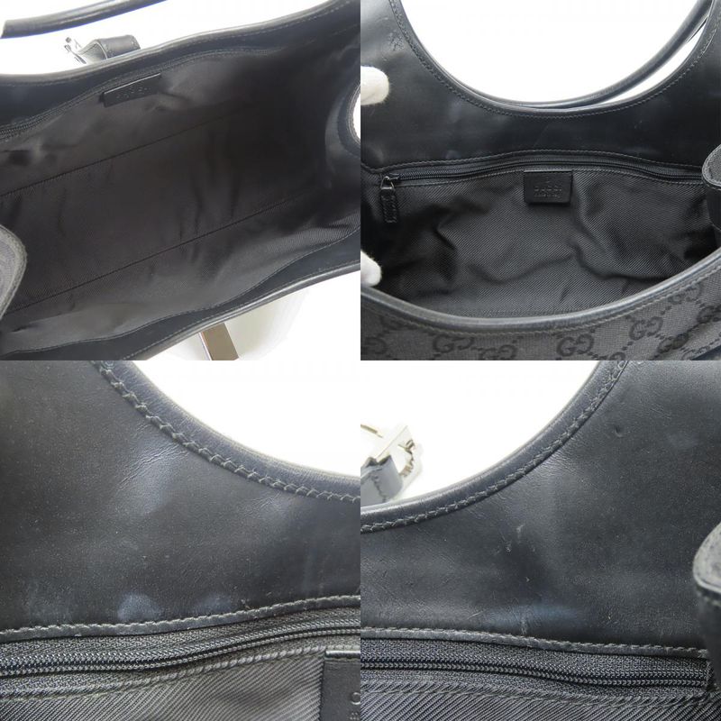 Gucci Handbag 01719 Jackie GG Canvas Black Silver Hardware Shoulder Usual Women