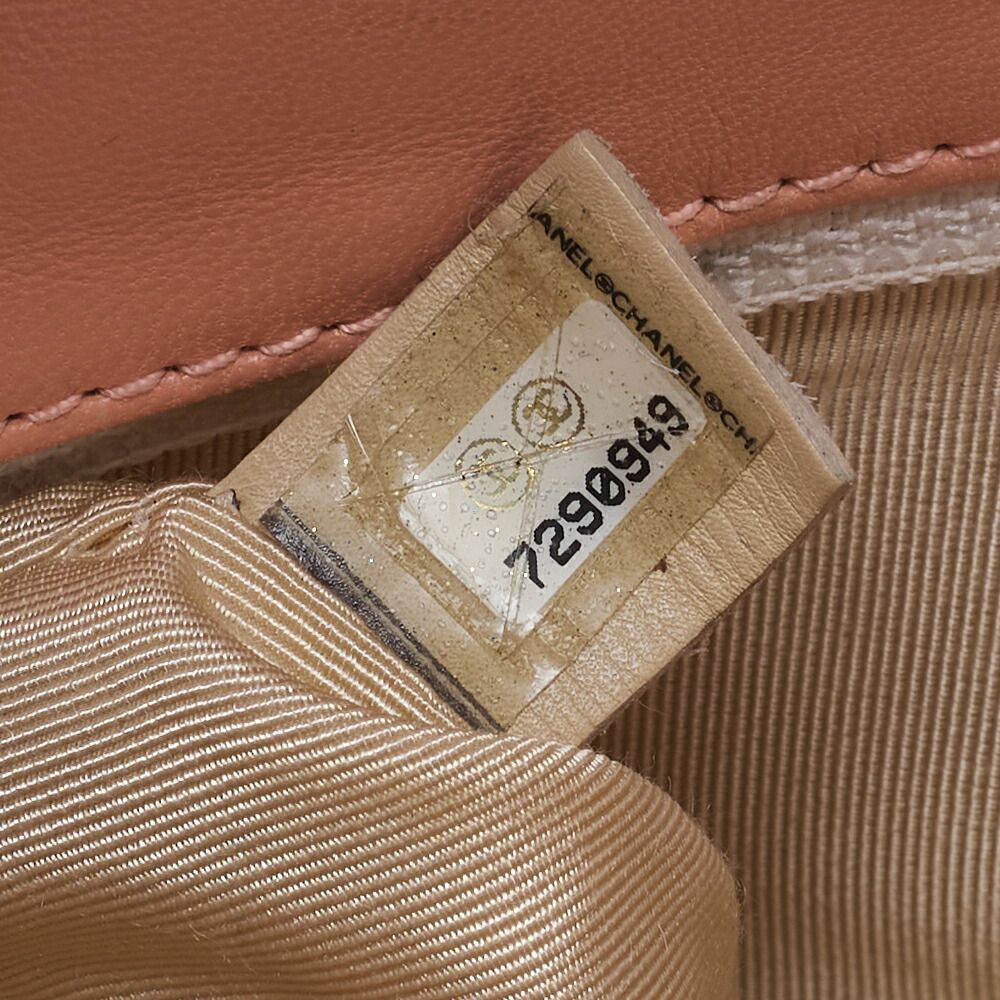 Chanel One Shoulder Bag Choco Bar Coco Mark Lambskin Salmon Pink With Silver