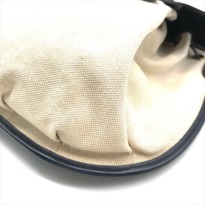 Hermes Toile Canvas Shoulder Bag Navy