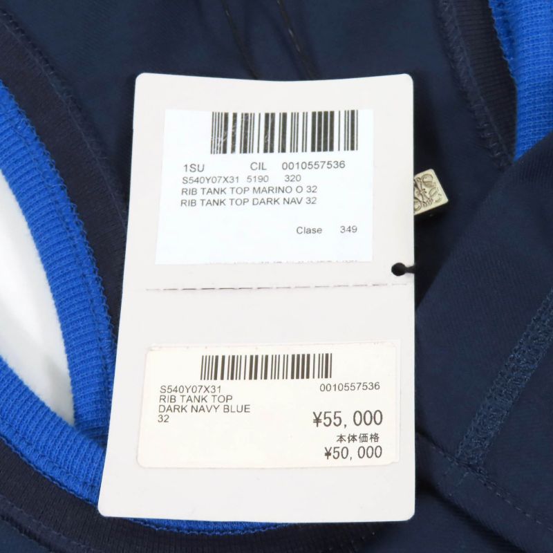 LOEWE S540y07x31 100% Wool None Fabric Ribbed Tank Top Dark Navy 32 Genuine