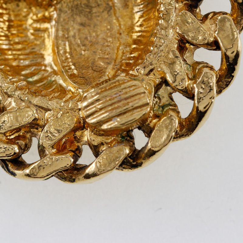 Chanel Coco Mark Matelasse Vintage Gold Plated Ladies 23g Earrings