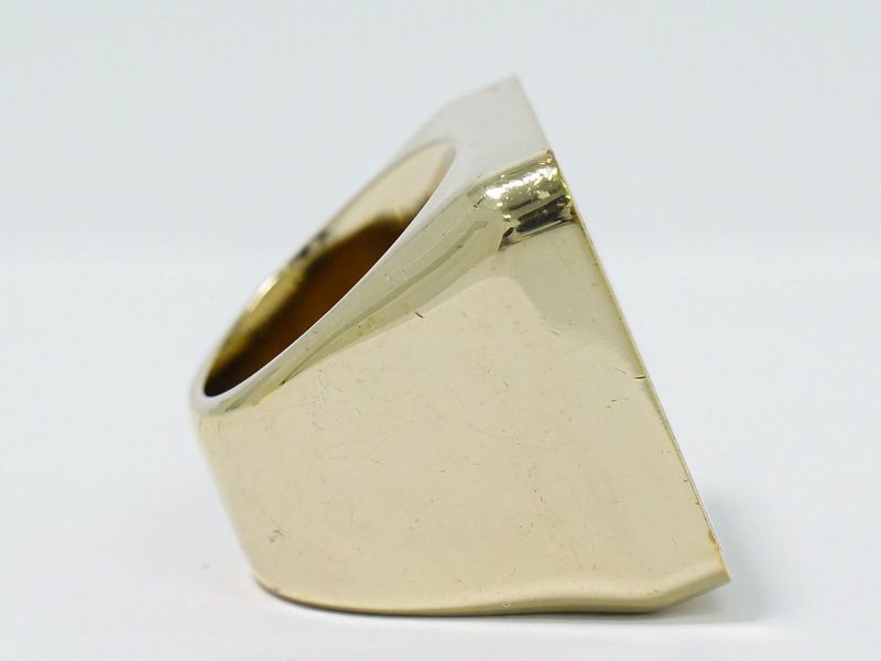 Authentic Chanel Coco Mark Ring Size 10 GP Gold Plated White Black Coco Mark