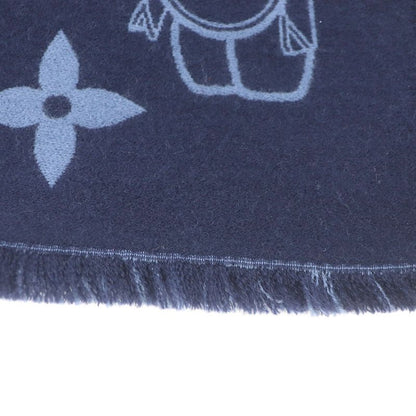 Louis Vuitton 2023 M77129 Scarf Monogram Vivienne Wool Navy Made In Italy