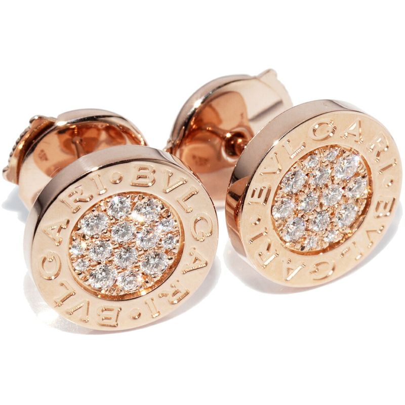 Bulgari Earrings 18K Pink Gold Diamond 018ct Bulgari Earrings 354731