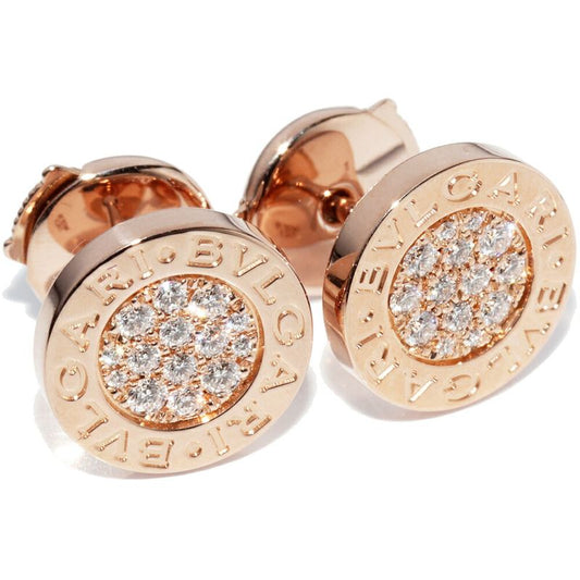 Bulgari Earrings 18K Pink Gold Diamond 018ct Bulgari Earrings 354731