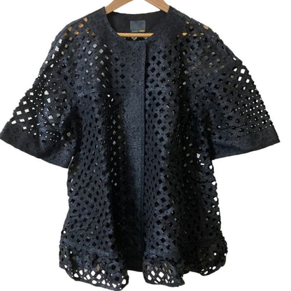 Good Fendi Short Sleeve Cutwork Shirt Blouse Size 40 Black Ladies Used