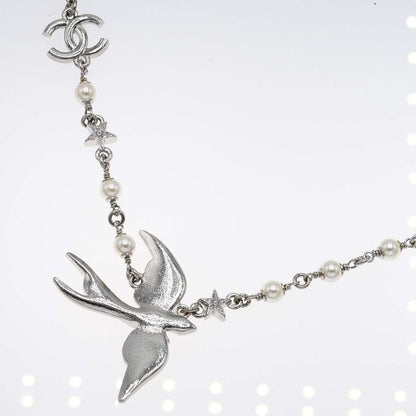 Chanel Necklace Bird Motif Swallow C25ss Approx 18.4g Coco Mark Faux Pearl