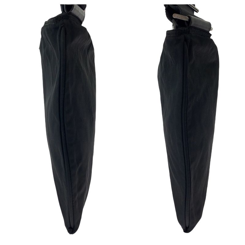 Prada Tessuto Triangle Logo Plate Black Silver Hardware Nylon Crossbody