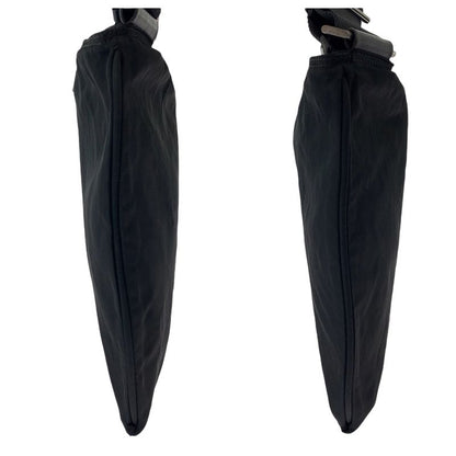 Prada Tessuto Triangle Logo Plate Black Silver Hardware Nylon Crossbody