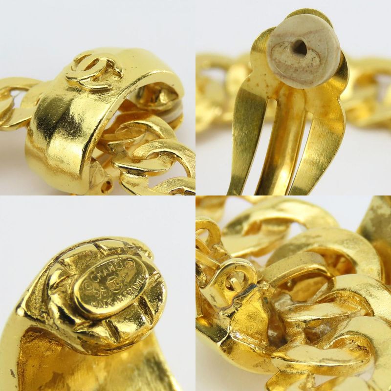 Chanel Earrings Coco Mark Metal Gold Plated Hoop Accessories Ladies Women Chanel