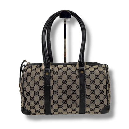 Gucci GG Canvas Mini Boston Bag Handbag GG Pattern Navy Dark Blue