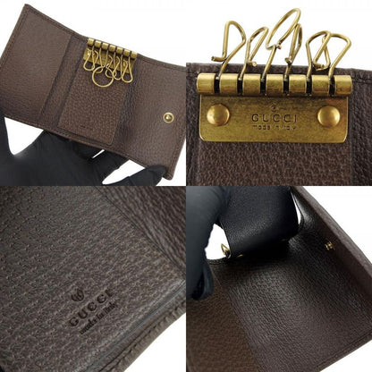 Gucci Key Case Off Deer 603732 Sherry GG Supreme Canvas Leather Beige Green Red