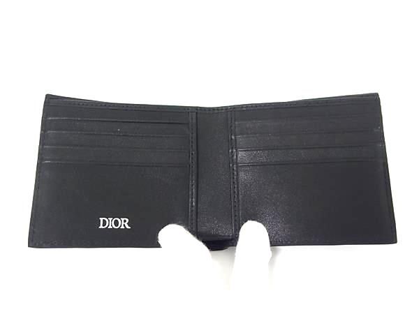 Christian Dior CD Logo Leather Fold Wallet Black Fj2825