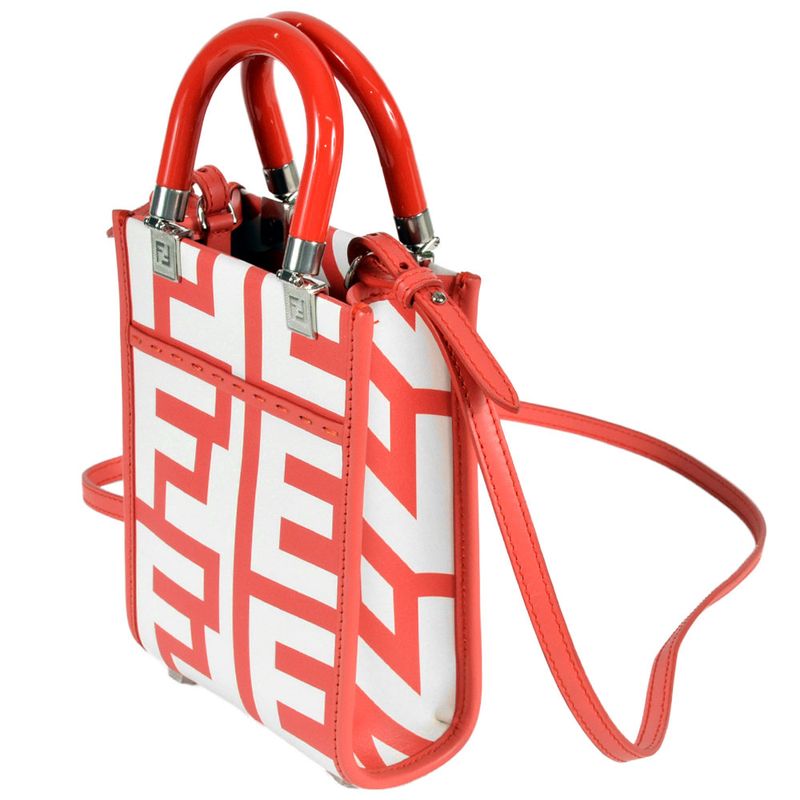 Fendi Sunshine Shopper Mini Handbag 2WAY Leather 8bs051 Red White Marc Jacobs