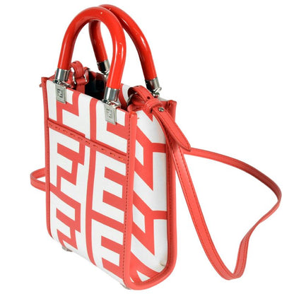 Fendi Sunshine Shopper Mini Handbag 2WAY Leather 8bs051 Red White Marc Jacobs