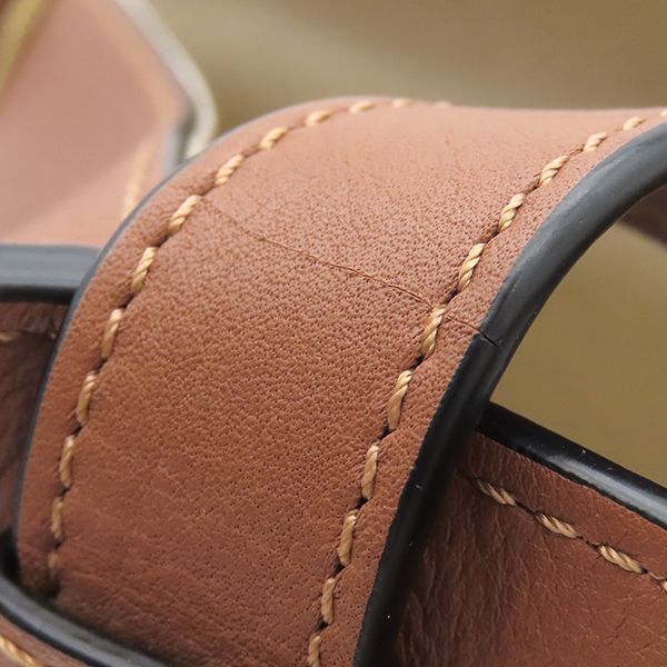 Loewe 2way Bag Hammock Bag Small Leather Jacquard Cotton Ecru and Tan Gold